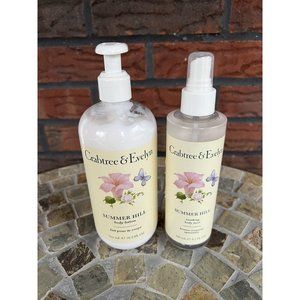 2 Crabtree & Evelyn Summer Hill 16.9 Oz Body Lotion 8.1 Oz Soothing Body Mist